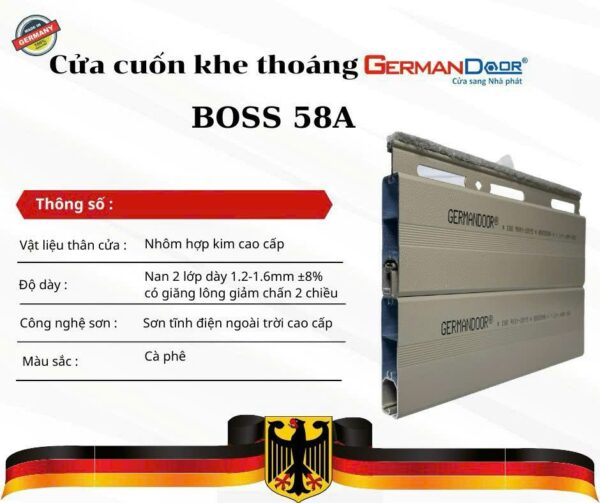 Cửa cuốn khe thoáng German Door Boss 58A cà phê